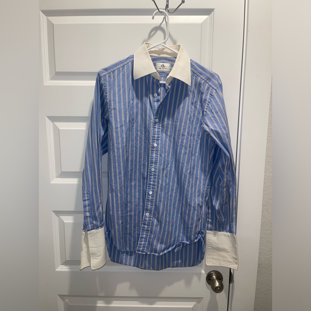 Kent & curwen striped men cotton dress shirt 39